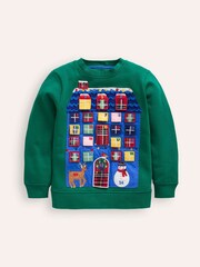 Boden Green Advent Calendar Christmas Festive 100% Cotton Sweatshirt - Image 1 of 3