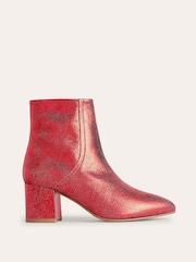 Boden Red Block Heel Leather Ankle Boots - Image 2 of 4