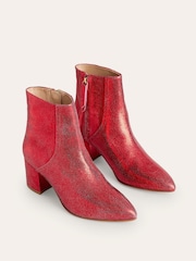 Boden Red Block Heel Leather Ankle Boots - Image 3 of 4