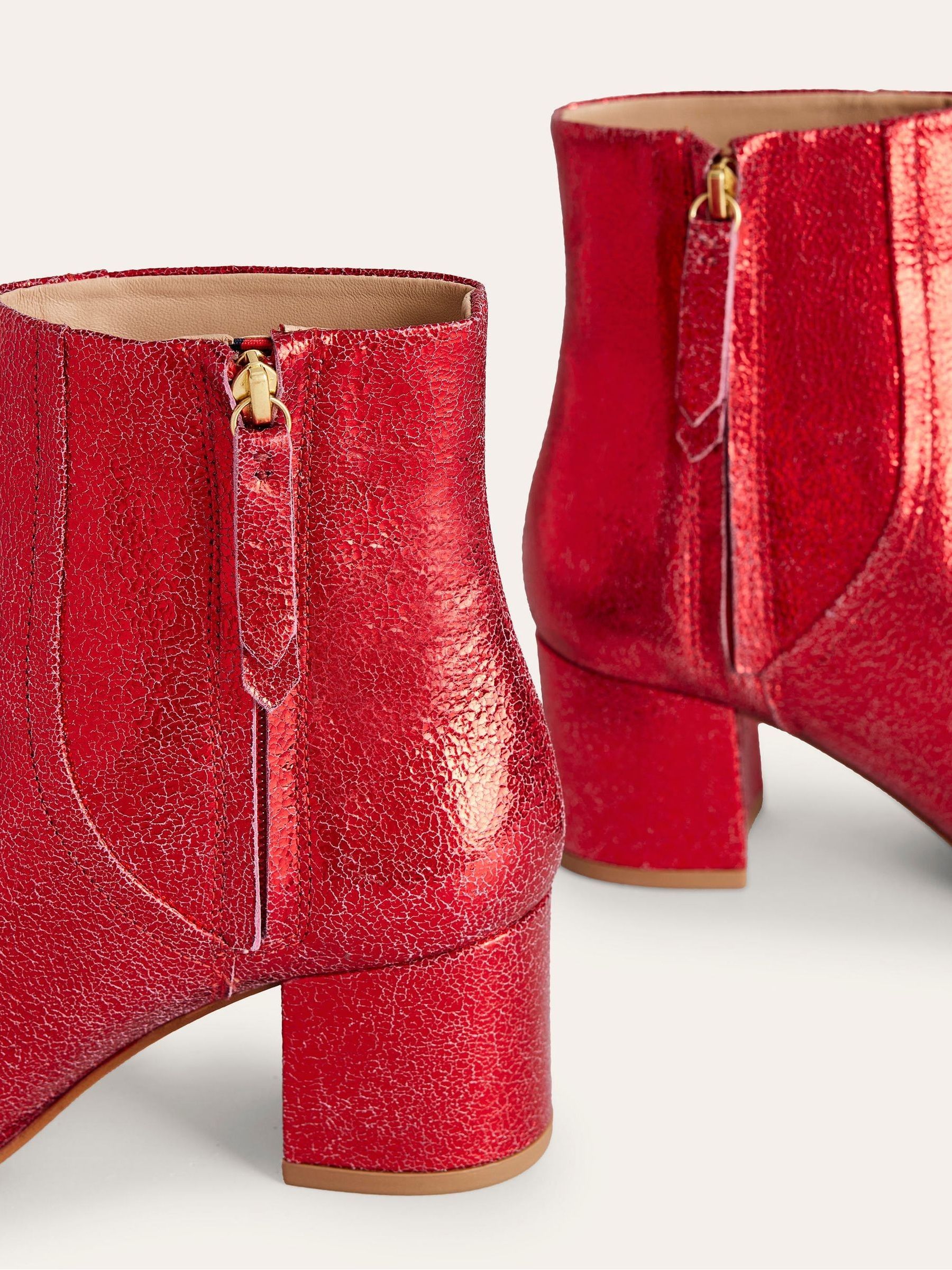 Buy Boden Red Block Heel Leather Ankle Boots from Next Luxembourg