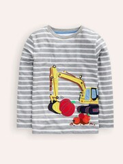 Boden Grey Lift-The-Flap Pumpkin Digger 100% Cotton T-Shirt - Image 1 of 3