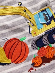 Boden Grey Lift-The-Flap Pumpkin Digger 100% Cotton T-Shirt - Image 3 of 3