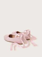 Monsoon Pink Satin Ribbon Ballet Flats - Image 3 of 3