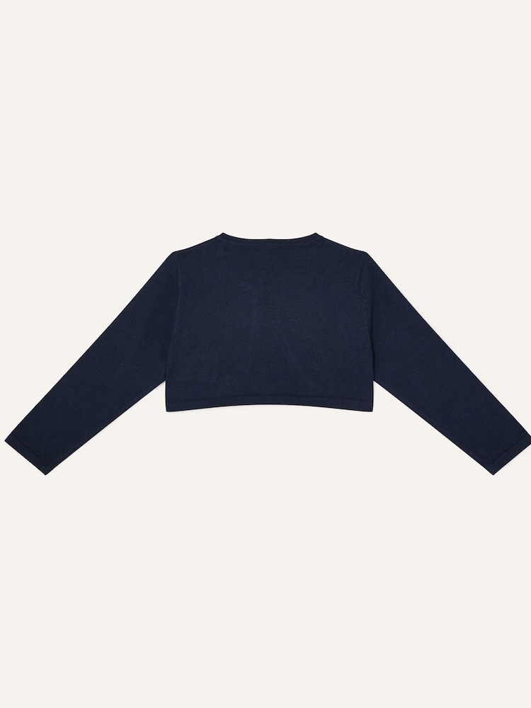 Monsoon Blue Baby Fluffy Collar Super-Soft Cardigan - Image 2 of 4
