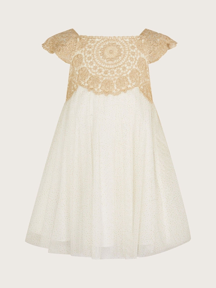 Buy Monsoon Gold Estella Embroidered Tulle Dress from Next USA
