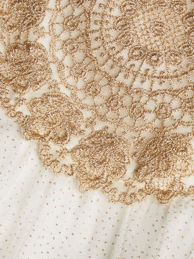 Monsoon Gold Estella Embroidered Tulle Dress - Image 5 of 5