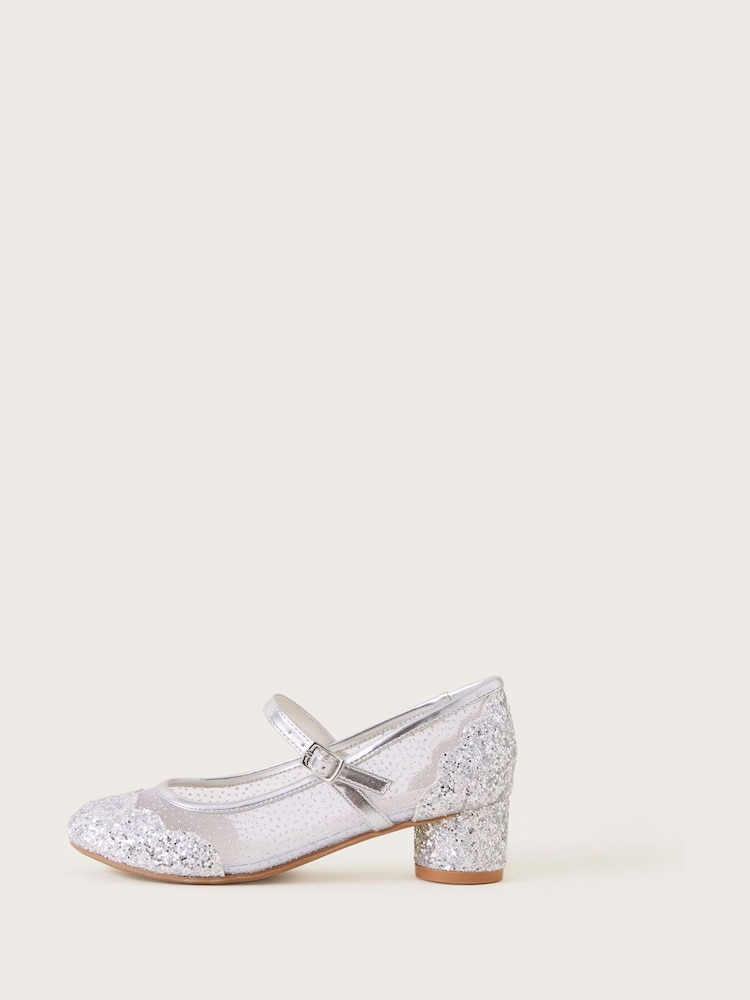 Monsoon Silver Annabelle Mesh Glitter Shoes - Image 2 of 3