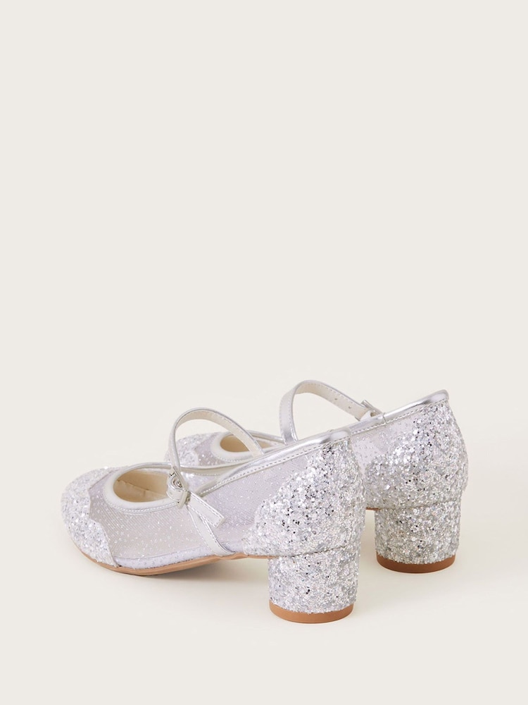 Monsoon Silver Annabelle Mesh Glitter Shoes - Image 3 of 3