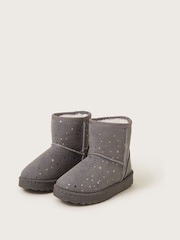 Monsoon Grey Metallic Spot Suedette Ankle Boots - Image 1 of 3