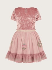 Monsoon Pink Short Sleeve Velvet Christmas Bauble Dress - Image 2 of 3