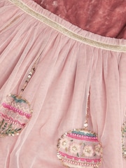 Monsoon Pink Short Sleeve Velvet Christmas Bauble Dress - Image 3 of 3
