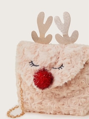 Monsoon Black Fluffy Reindeer Bag - Image 3 of 4