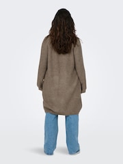 ONLY Curve Brown Cosy Open Knitted Longline Cardigan - Image 3 of 6
