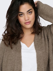 ONLY Curve Brown Cosy Open Knitted Longline Cardigan - Image 4 of 6