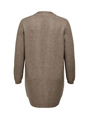 ONLY Curve Brown Cosy Open Knitted Longline Cardigan - Image 6 of 6