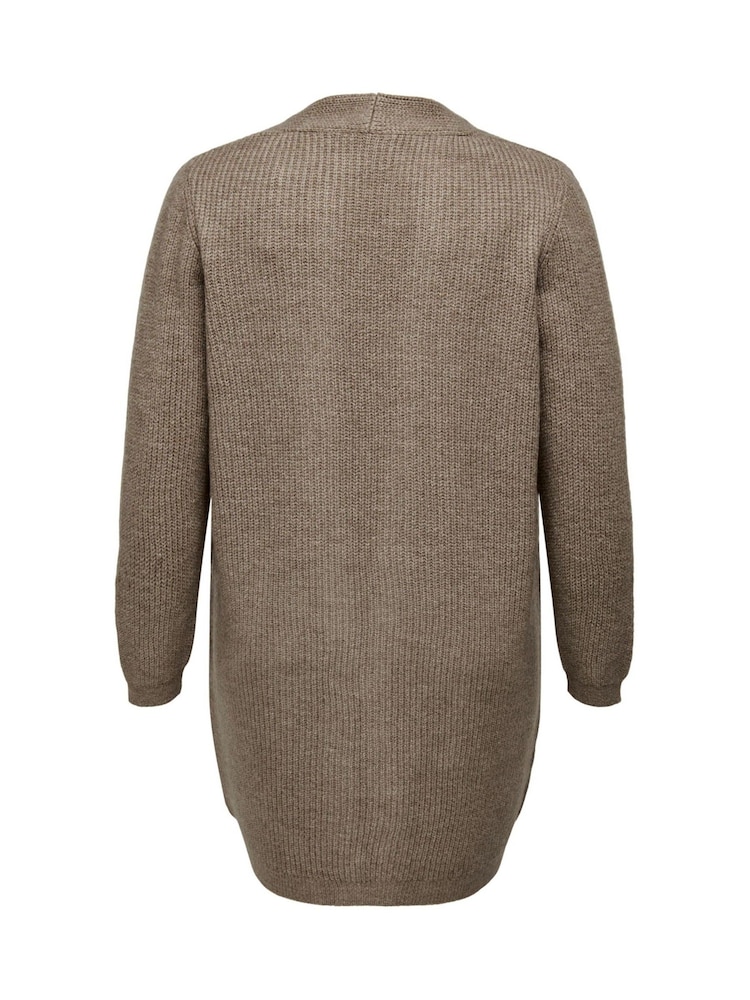 ONLY Curve Brown Cosy Open Knitted Longline Cardigan - Image 6 of 6
