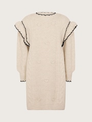 Monsoon Natural Frill Cable Knit Jumper Dress - Image 2 of 4