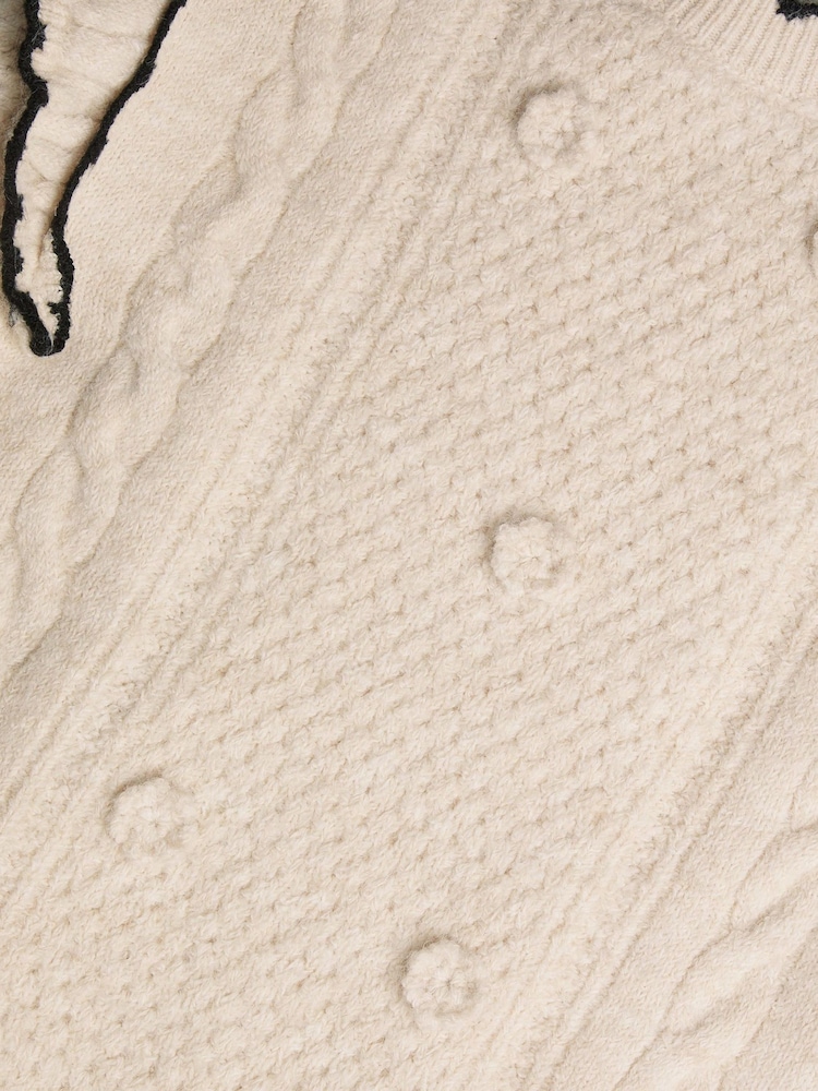 Monsoon Natural Frill Cable Knit Jumper Dress - Image 4 of 4