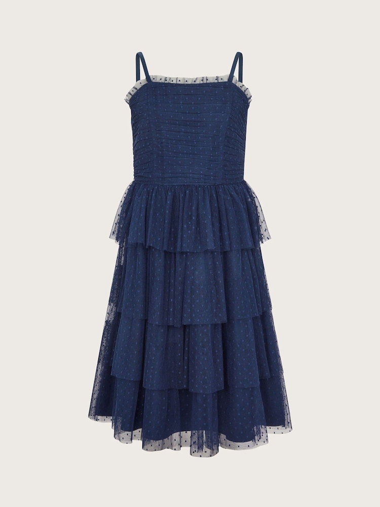 Monsoon Blue Inga Spot Tulle Prom Dress - Image 1 of 3