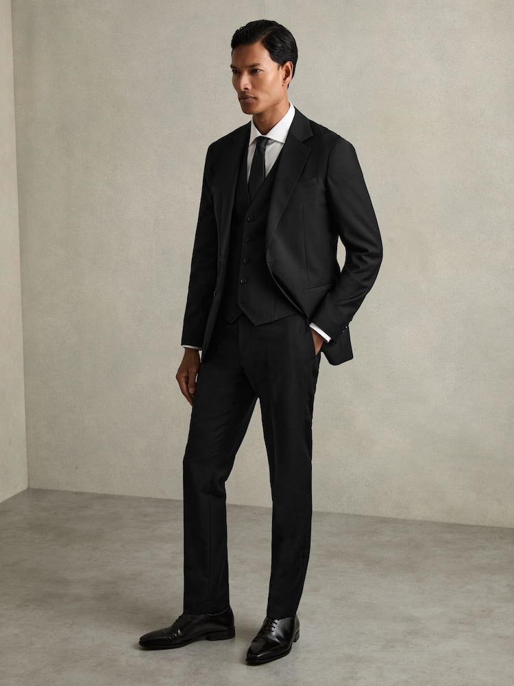 Zwart - Reiss Aspire Slim-Fit Wool Suit Waistcoat - Image 1 of 7
