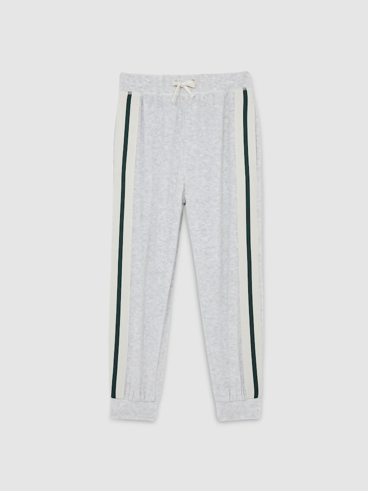 Reiss Grey Chance 13-14 yrs Velour Side-Stripe Tracksuit Joggers - Image 1 of 5