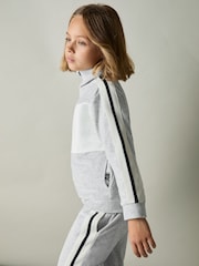 Reiss Grey Chance 9-13 yrs Velour Panelled Tracksuit Top - Image 1 of 5