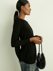 Reiss Black Ellie Draped-Jersey Top - Image 4 of 5