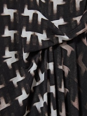 Reiss Black Halle Houndstooth-Print Ruched Midi Dress - Image 6 of 6