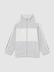 Reiss Grey Chance 4-9 yrs Velour Panelled Tracksuit Top - Image 2 of 5