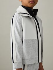 Reiss Grey Chance 4-9 yrs Velour Panelled Tracksuit Top - Image 3 of 5
