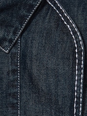 Reiss Blue Leighton 4-9 yrs Chambray Contrast-Stitch Flippy Dress - Image 4 of 4