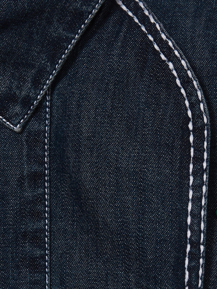 Reiss Blue Leighton 4-9 yrs Chambray Contrast-Stitch Flippy Dress - Image 4 of 4