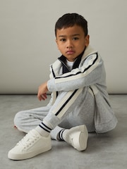 Reiss Grey Chance 9-13 yrs Velour Side-Stripe Tracksuit Joggers - Image 4 of 5