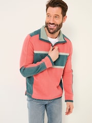 FatFace Coral Pink 100% Cotton Airlie Panel Quarter Zip Sweat Top - Image 2 of 8