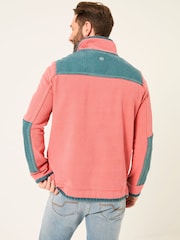 FatFace Coral Pink 100% Cotton Airlie Panel Quarter Zip Sweat Top - Image 3 of 8