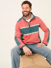 FatFace Coral Pink 100% Cotton Airlie Panel Quarter Zip Sweat Top - Image 4 of 8