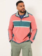 FatFace Coral Pink 100% Cotton Airlie Panel Quarter Zip Sweat Top - Image 6 of 8