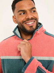 FatFace Coral Pink 100% Cotton Airlie Panel Quarter Zip Sweat Top - Image 7 of 8
