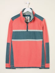 FatFace Coral Pink 100% Cotton Airlie Panel Quarter Zip Sweat Top - Image 8 of 8