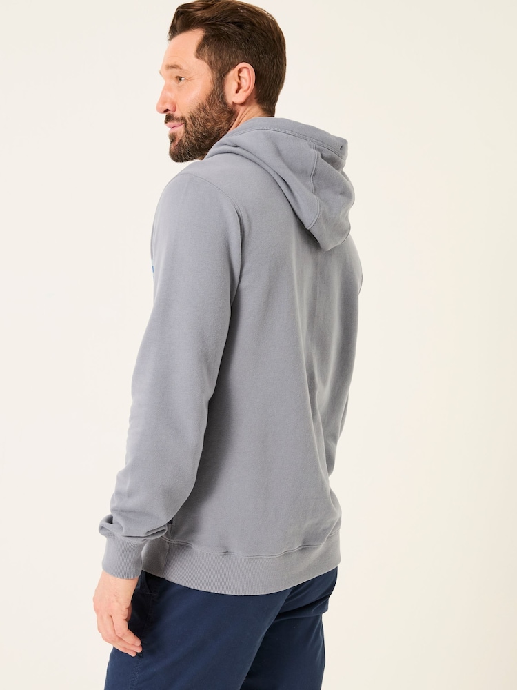 FatFace Dusky Blue Boat Graphic Overhead Hoody - Image 2 of 5
