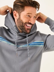 FatFace Dusky Blue Boat Graphic Overhead Hoody - Image 4 of 5