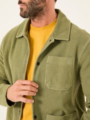 FatFace Lowe Khaki Green Lowe Loop Back Light Weight Jacket - Image 4 of 5