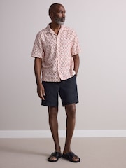 Black 100% Linen Drawstring Waist Shorts - Image 2 of 10