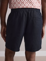 Black 100% Linen Drawstring Waist Shorts - Image 3 of 10