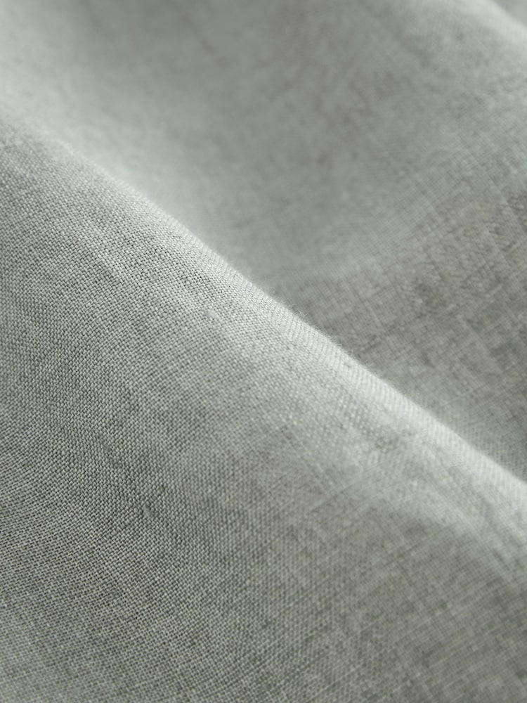 Sage Green 100% Linen Drawstring Waist Shorts - Image 10 of 10