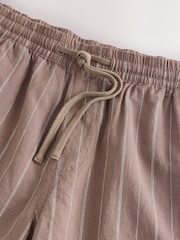 Pink Linen Blend Drawstring Waist Stripe Shorts - Image 7 of 9