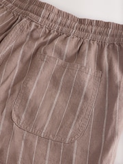 Pink Linen Blend Drawstring Waist Stripe Shorts - Image 8 of 9