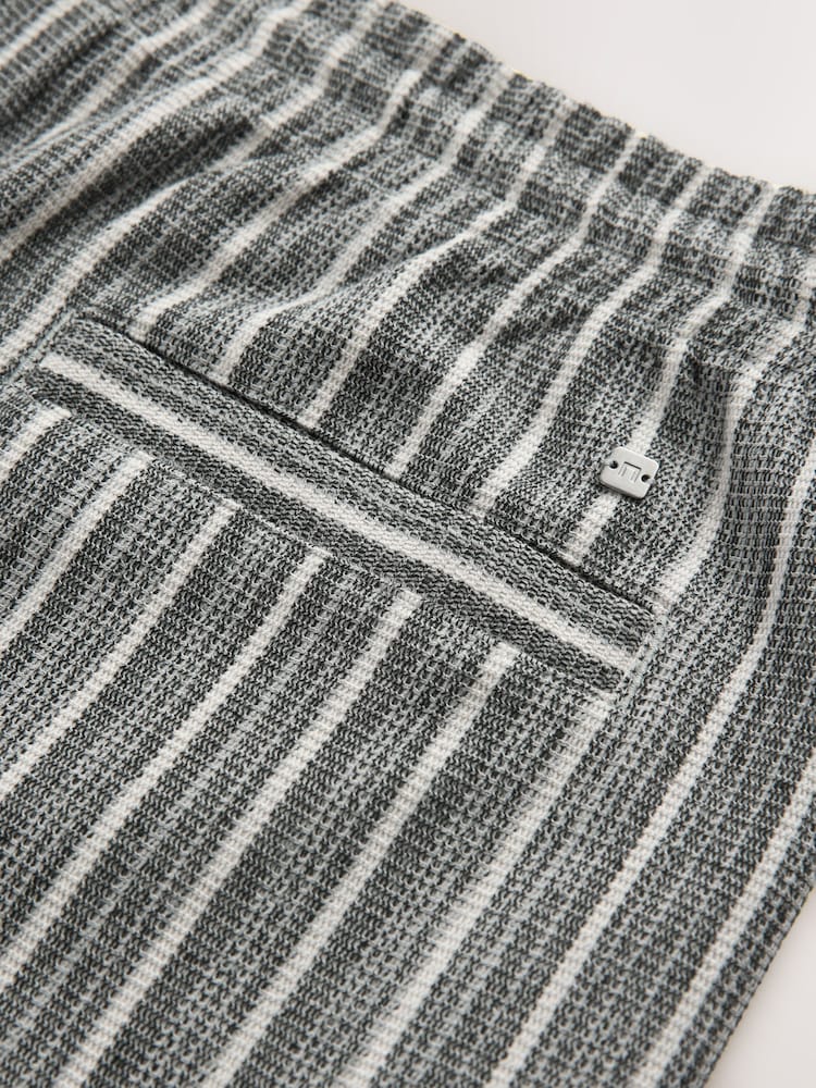 Black Stripe Jersey Textured Shorts - Image 10 of 10