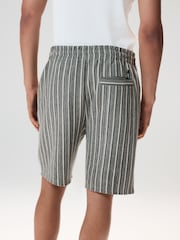 Black Stripe Jersey Textured Shorts - Image 3 of 10