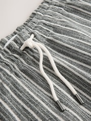 Black Stripe Jersey Textured Shorts - Image 8 of 10